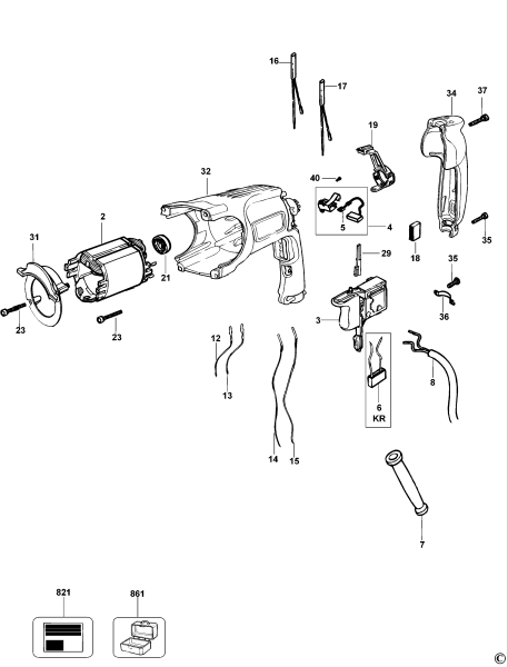 DEWALT Ersatzteile DREHHAMMER D25111K Typ: 1 XJ