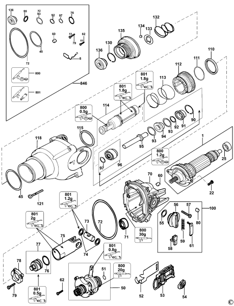 DEWALT Ersatzteile DREHHAMMER D25112K Typ: 1 QS