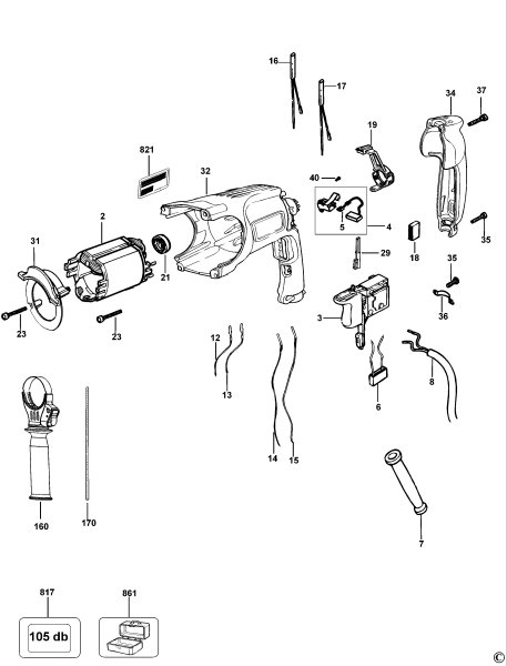 DEWALT Ersatzteile DREHHAMMER D25112K Typ: 1 QS