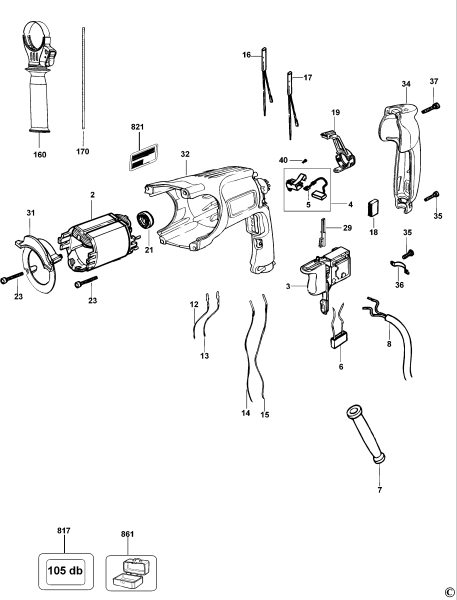 DEWALT Ersatzteile DREHHAMMER D25113K Typ: 1 QS