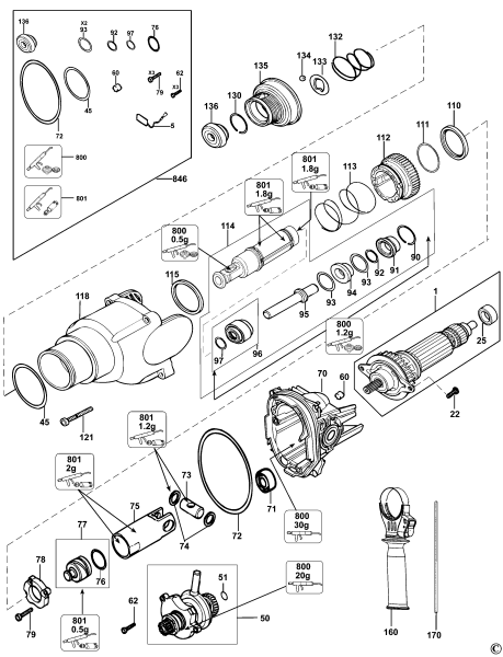 DEWALT Ersatzteile DREHHAMMER D25211K Typ: 1 XJ