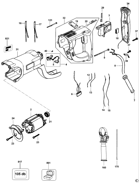 DEWALT Ersatzteile DREHHAMMER D25213K Typ: 1 QS