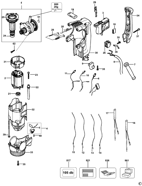 DEWALT Ersatzteile DREHHAMMER D25313K Typ: 1 QS