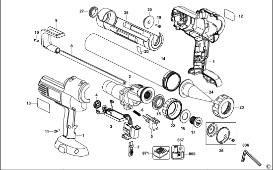 DEWALT Ersatzteile KARTUSCHENPISTOLE DC542K Typ: 1 QW