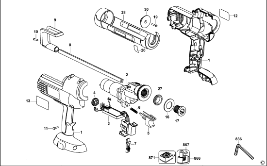 DEWALT Ersatzteile KARTUSCHENPISTOLE DC540K Typ: 1 QW
