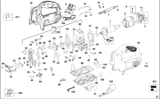 DEWALT Ersatzteile STICHSÄGE DW341K Typ: 2 QS