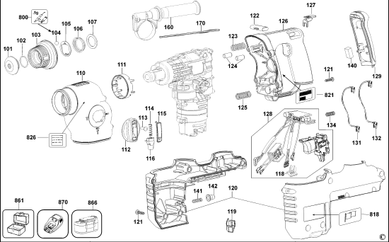 DEWALT Ersatzteile DREHBOHRHAMMER DC228KL Typ: 1 QW