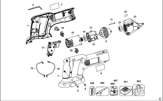 DEWALT Ersatzteile AKKU-SCHERE DC495P Typ: 1 XJ