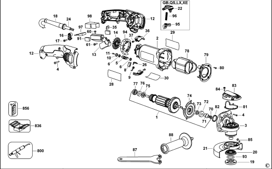 DEWALT Ersatzteile KLEINER WINKELSCHLEIFER D28065 Typ: 1 QS