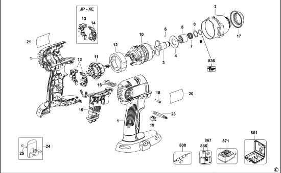 DEWALT Ersatzteile SCHLAGSCHRAUBER DC827 Typ: 1 QW