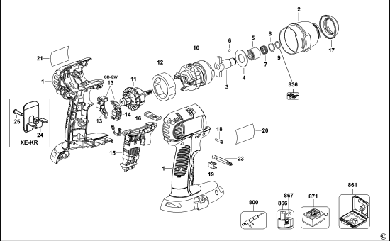 DEWALT Ersatzteile SCHLAGSCHRAUBER DC845 Typ: 1 QW
