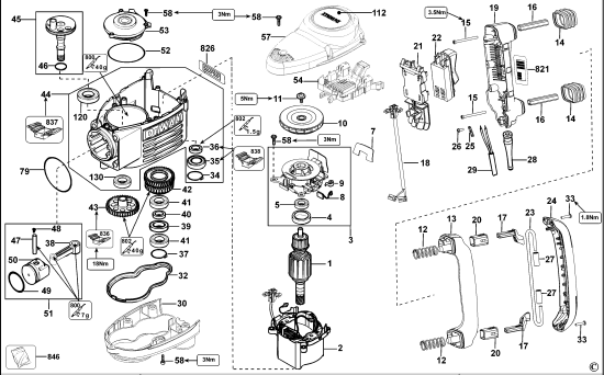 DEWALT Ersatzteile MEISSELHAMMER D25941K Typ: 1 QS
