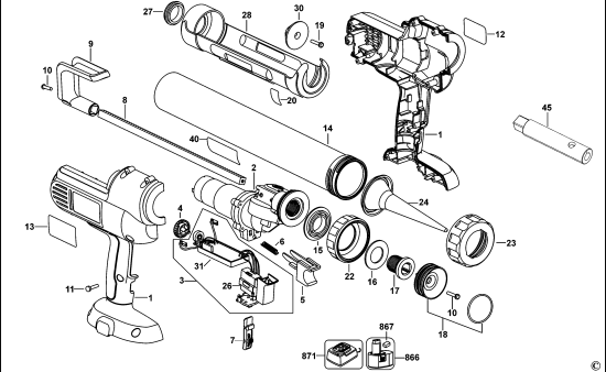 DEWALT Ersatzteile KARTUSCHENPISTOLE DC542 Typ: 11 QW