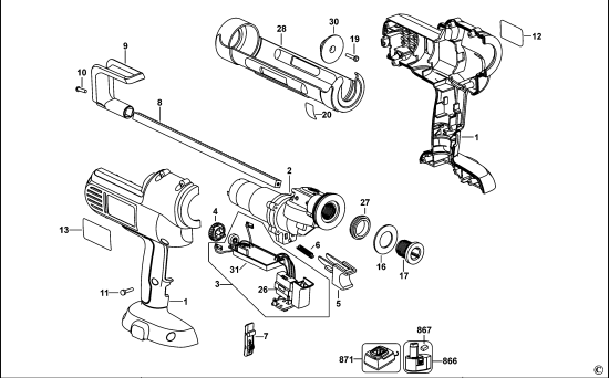 DEWALT Ersatzteile KARTUSCHENPISTOLE DC540 Typ: 11 QW