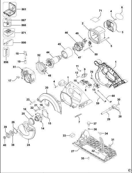 DEWALT Ersatzteile AKKU HANDKREISSÄGE DC390K Typ: 1 - XE XJ
