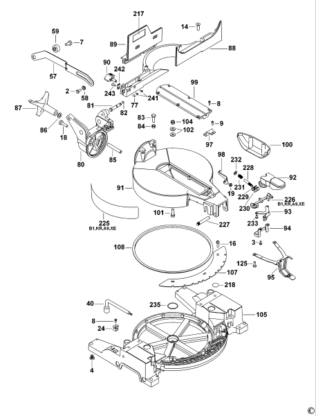 DEWALT Ersatzteile GEHRUNGSSÄGE DW713 Typ: 1 QS