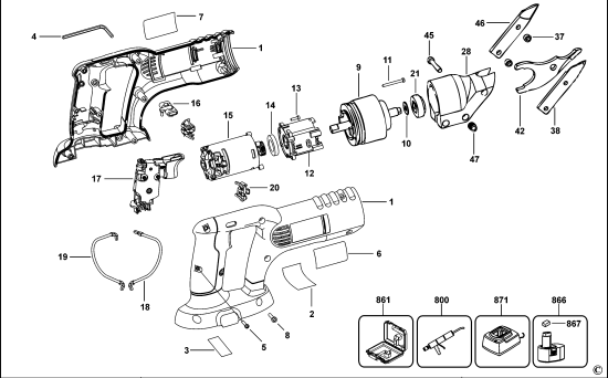 DEWALT Ersatzteile AKKU-SCHERE DC490 Typ: 1 XJ
