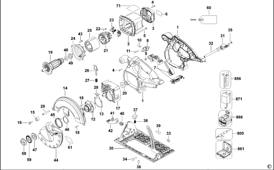 DEWALT Ersatzteile AKKU HANDKREISSÄGE DC301K Typ: 1 QW