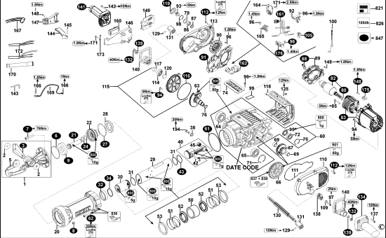DEWALT Ersatzteile MEISSELHAMMER D25980 Typ: 2 QS