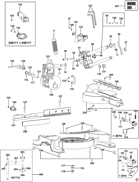 DEWALT Ersatzteile GEHRUNGSSÄGE DW770 Typ: 1 QS