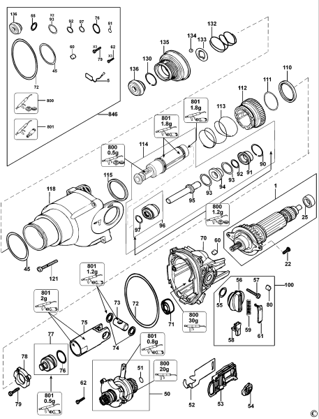 DEWALT Ersatzteile DREHHAMMER D25102 Typ: 4 XJ
