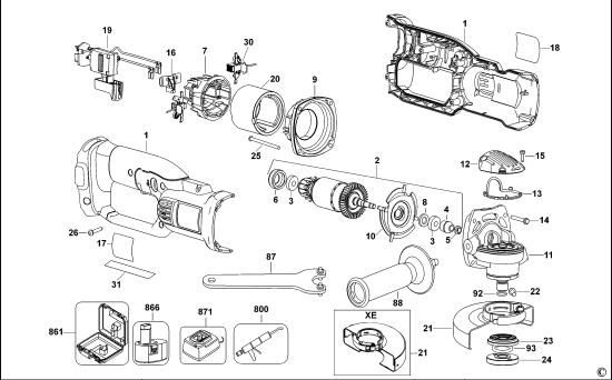 DEWALT Ersatzteile KLEINER WINKELSCHLEIFER DC411 Typ: 1 QW
