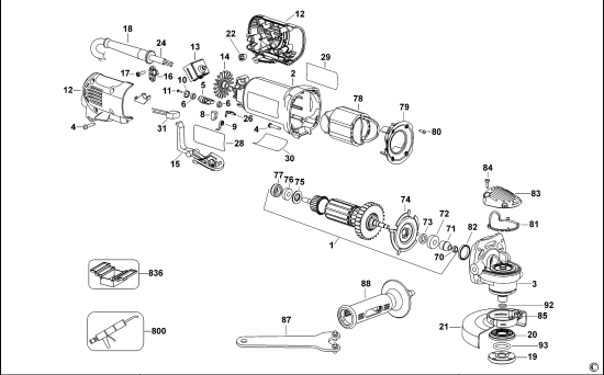 DEWALT Ersatzteile KLEINER WINKELSCHLEIFER D28142 Typ: 1 QS