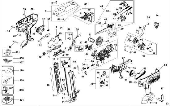 DEWALT Ersatzteile AKKU NAGLER 68802 Typ: 1 QW