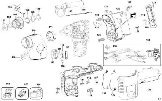DEWALT Ersatzteile DREHHAMMER DC233K Typ: 2 XJ