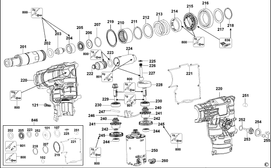 DEWALT Ersatzteile DREHHAMMER DC233K Typ: 2 XJ