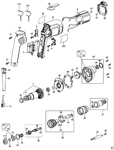 DEWALT Ersatzteile SCHRAUBENDREHER DW256 Typ: 5 XJ