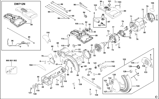 DEWALT Ersatzteile GEHRUNGSSÄGE DW712 Typ: 3 QS