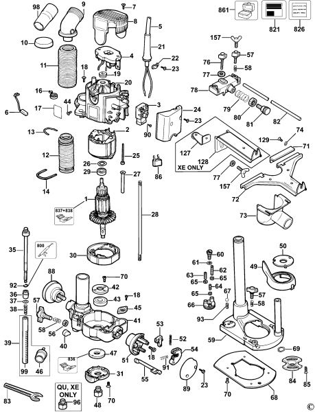 DEWALT Ersatzteile FRÄSMASCHINE DW621 Typ: 3 QS