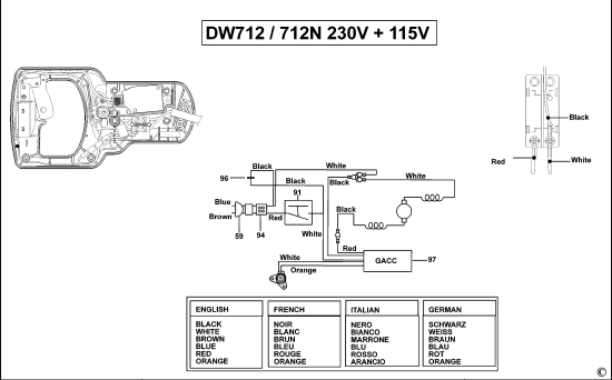 DEWALT Ersatzteile GEHRUNGSSÄGE DW712 Typ: 4 QS