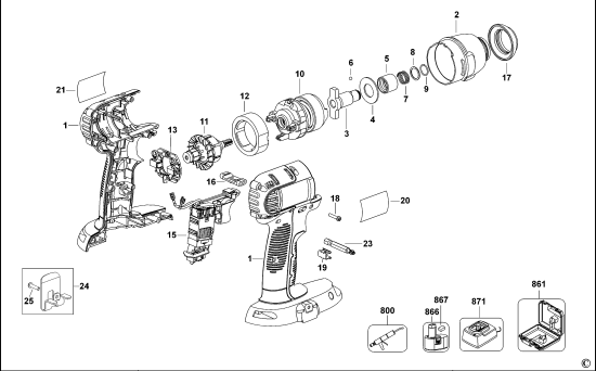 DEWALT Ersatzteile SCHLAGSCHRAUBER DC825 Typ: 10 QW