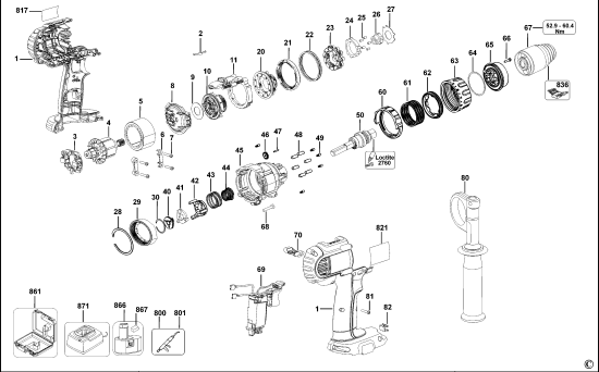 DEWALT Ersatzteile KOMBINATIONSEINHEIT DCD925 Typ: 10 QW