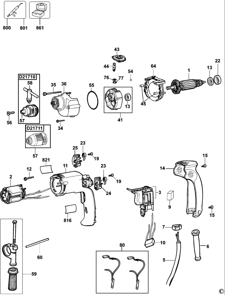 DEWALT Ersatzteile BOHRHAMMER D21710 Typ: 5 QS