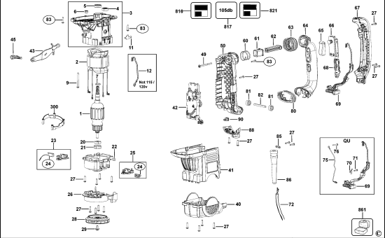 DEWALT Ersatzteile DREHHAMMER D25602K Typ: 1 QS