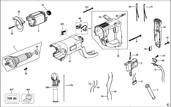 DEWALT Ersatzteile DREHHAMMER D25213K Typ: 2 QS