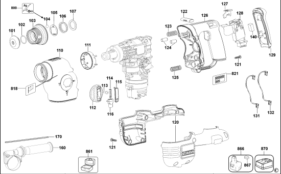 DEWALT Ersatzteile DREHHAMMER DC213 Typ: 2 QW