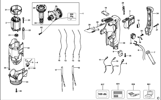 DEWALT Ersatzteile DREHHAMMER D25313K Typ: 2 XJ