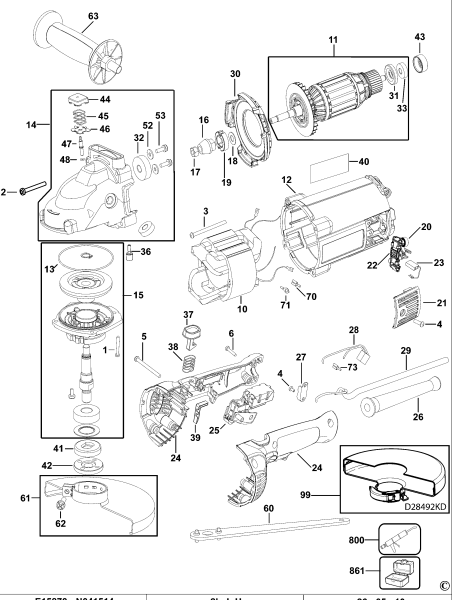 DEWALT Ersatzteile WINKELSCHLEIFER D28492 Typ: 2 QS