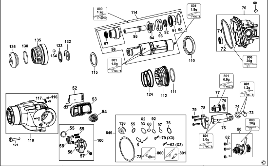 DEWALT Ersatzteile DREHHAMMER DWC24K3 Typ: 2 QS