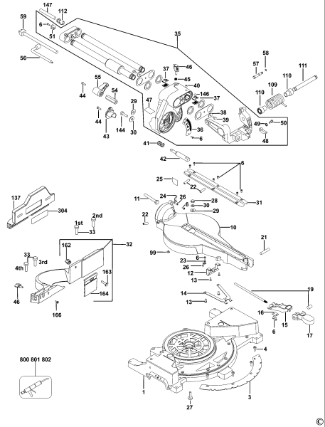 DEWALT Ersatzteile GEHRUNGSSÄGE DW712 Typ: 4 QS