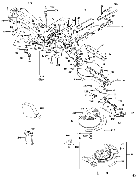 DEWALT Ersatzteile GEHRUNGSSÄGE DW718XPS Typ: 4 QS