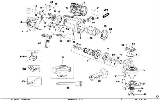 DEWALT Ersatzteile KLEINER WINKELSCHLEIFER D28136 Typ: 2 QS