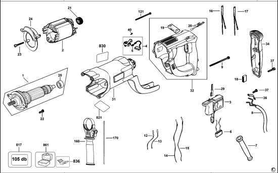 DEWALT Ersatzteile DREHHAMMER D25213K Typ: 10 XJ