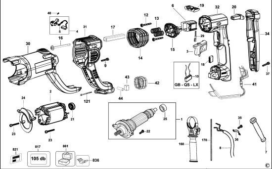 DEWALT Ersatzteile DREHHAMMER D25223K Typ: 2 QS