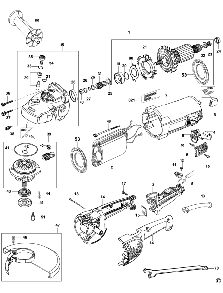 DEWALT Ersatzteile WINKELSCHLEIFER D28421 Typ: 3 QS