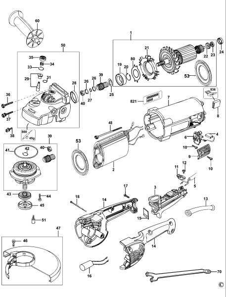 DEWALT Ersatzteile WINKELSCHLEIFER D28423 Typ: 3 QS